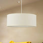 12"/16"/19.5" Dia Cylinder Suspension Pendant - Contemporary White LED Fabric Hanging Lamp