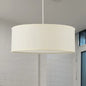 12"/16"/19.5" Dia Cylinder Suspension Pendant - Contemporary White LED Fabric Hanging Lamp