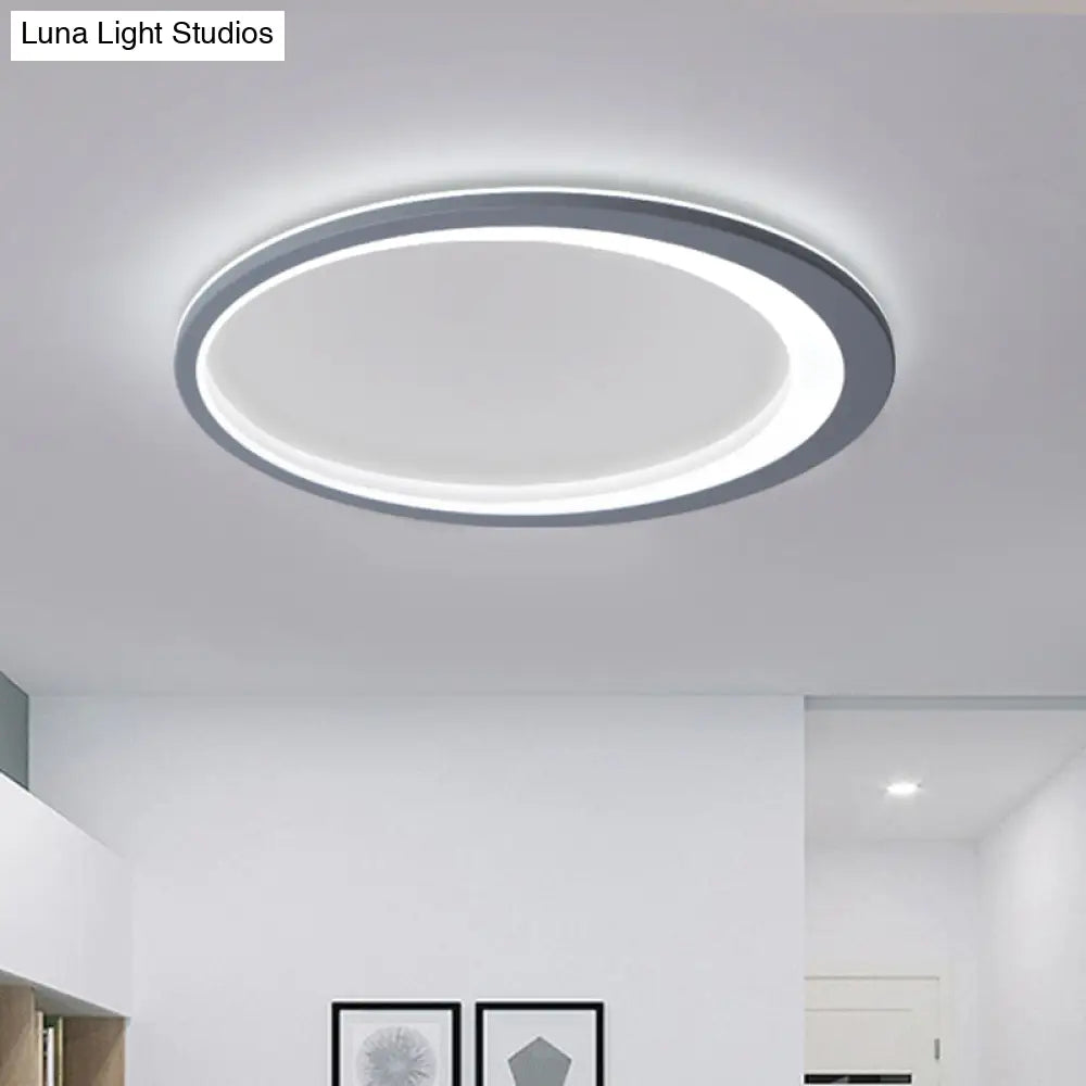 12"/16"/19.5" W Grey Oval Ring Ceiling Light - Nordic Style LED Flush Mount Lamp in Warm/White/3 Light Options