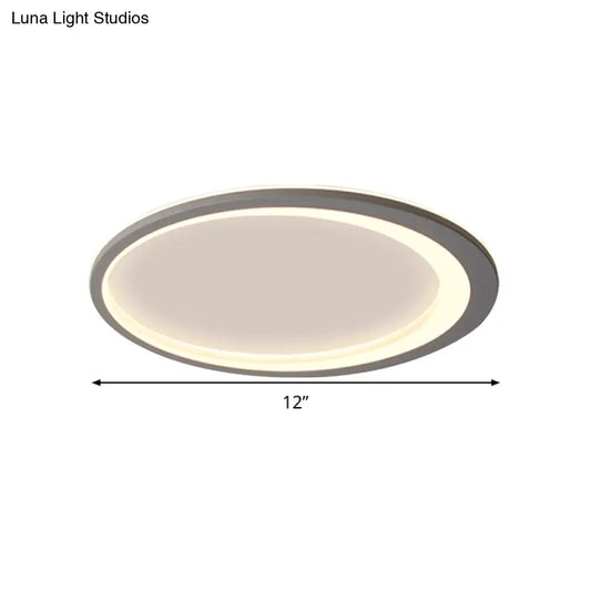 12"/16"/19.5" W Grey Oval Ring Ceiling Light - Nordic Style LED Flush Mount Lamp in Warm/White/3 Light Options