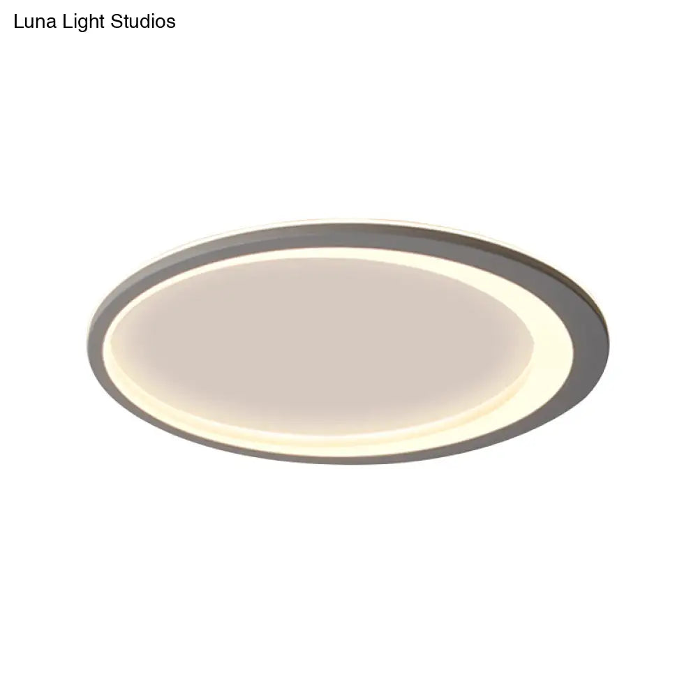 12"/16"/19.5" W Grey Oval Ring Ceiling Light - Nordic Style LED Flush Mount Lamp in Warm/White/3 Light Options