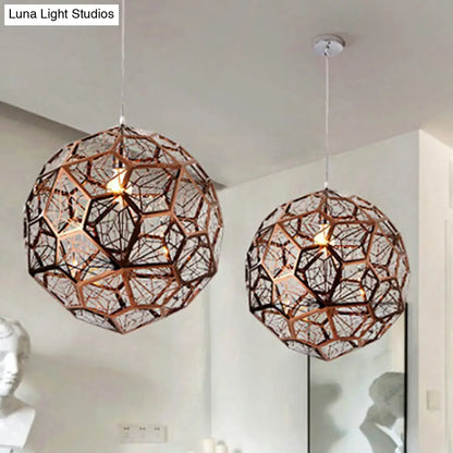 12"/16"/19.5"W Faceted Globe Pendant Light in Contemporary Rose Gold Finish