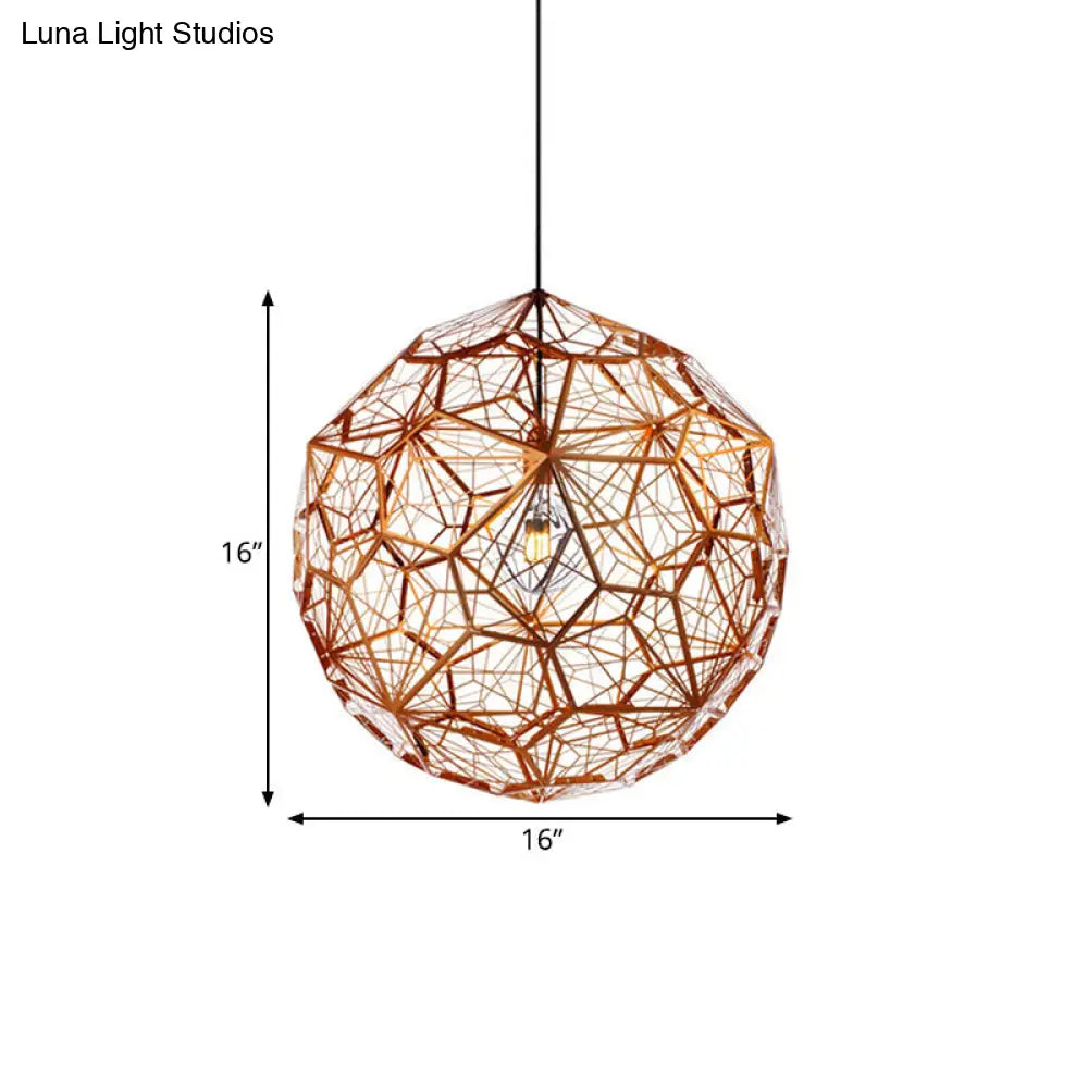 12"/16"/19.5"W Faceted Globe Pendant Light in Contemporary Rose Gold Finish