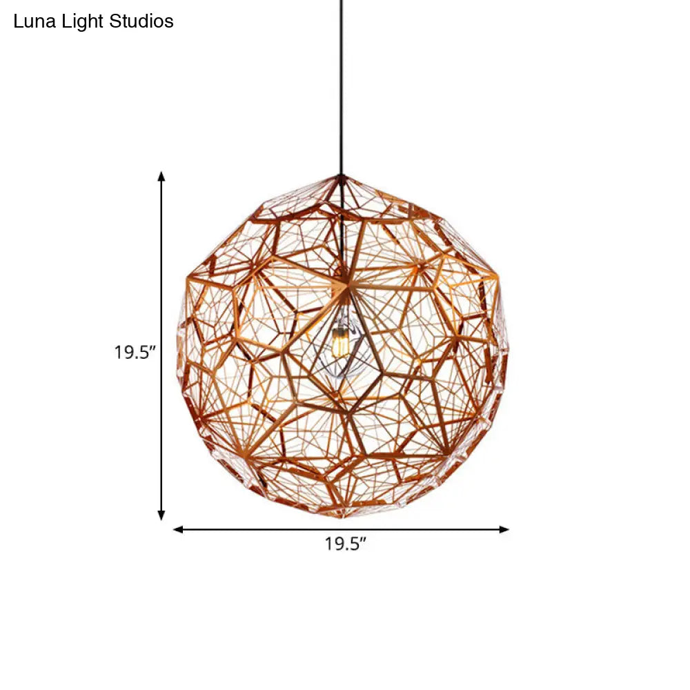 12"/16"/19.5"W Faceted Globe Pendant Light in Contemporary Rose Gold Finish