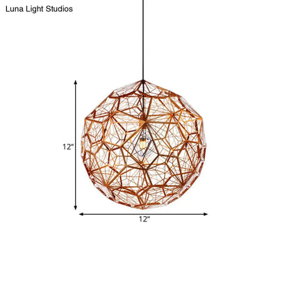 12"/16"/19.5"W Faceted Globe Pendant Light in Contemporary Rose Gold Finish