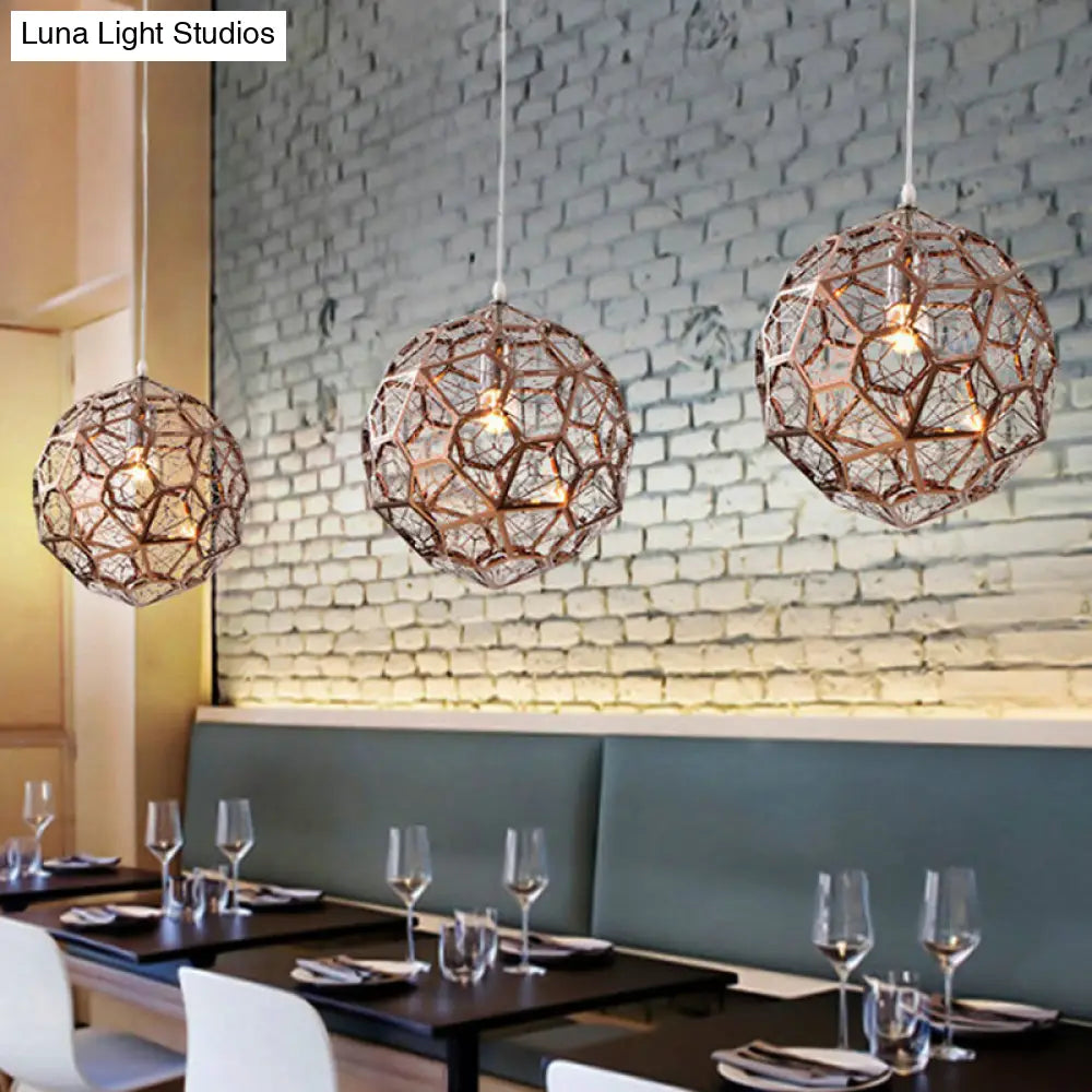 12"/16"/19.5"W Faceted Globe Pendant Light in Contemporary Rose Gold Finish