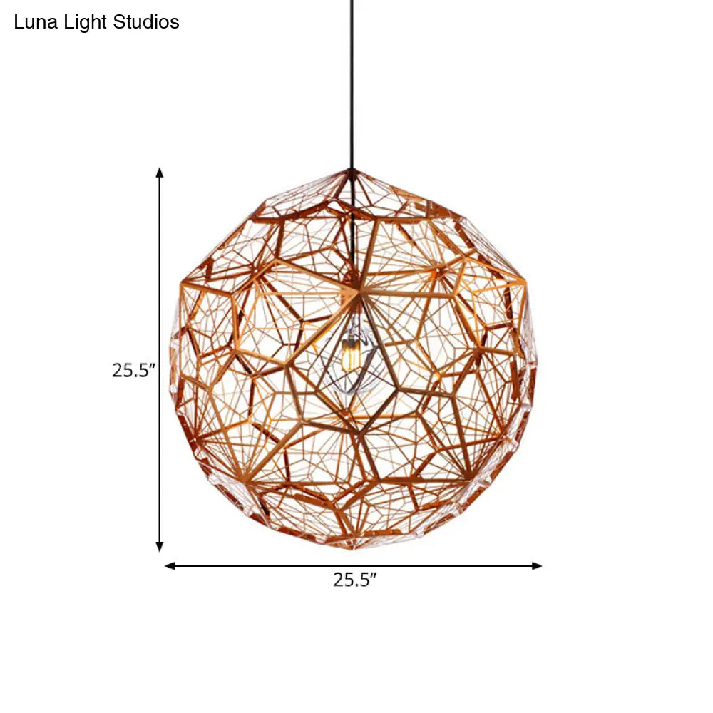 12"/16"/19.5"W Faceted Globe Pendant Light in Contemporary Rose Gold Finish