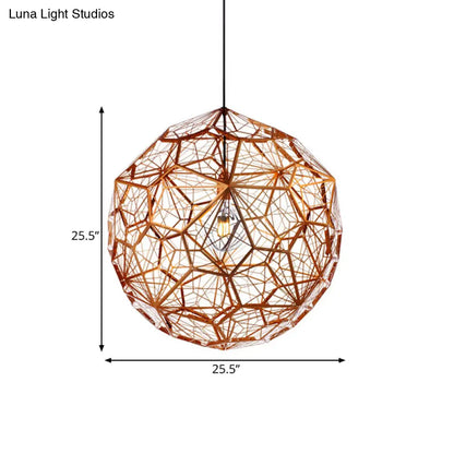 12"/16"/19.5"W Faceted Globe Pendant Light in Contemporary Rose Gold Finish