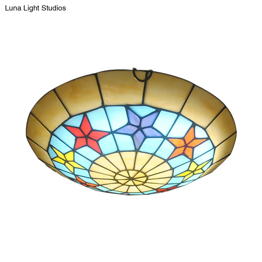 12"/16" Retro Style Stained Glass Ceiling Light with Star Pattern