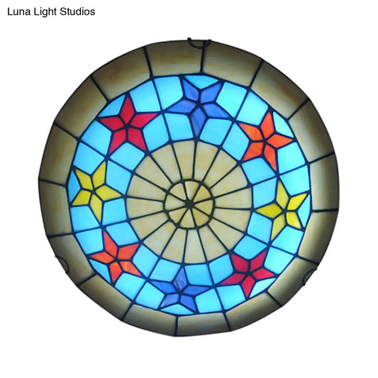 12"/16" Retro Style Stained Glass Ceiling Light with Star Pattern