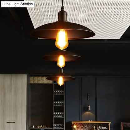 12.5"/16" Wide Dome Industrial Metal Pendant Lamp - 1-Light Black/White Hanging Fixture for Restaurants