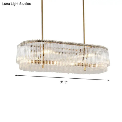 DecorBites™ 12-Light Brass Crystal Rod Island Chandelier for Modern Dining Room