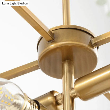 DecorBites™ 12-Light Brass Crystal Rod Island Chandelier for Modern Dining Room