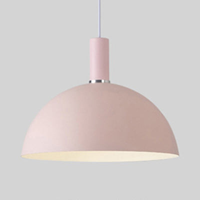 Aluminum Dome Suspension Light: Macaron Candy Pendant Lamp in Blue/Green/Yellow/Pink for Living Room