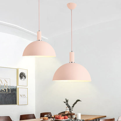 Aluminum Dome Suspension Light: Macaron Candy Pendant Lamp in Blue/Green/Yellow/Pink for Living Room