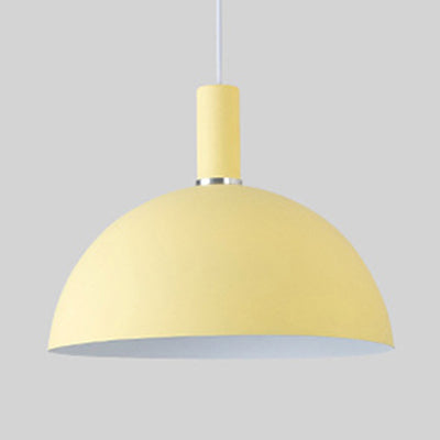 Aluminum Dome Suspension Light: Macaron Candy Pendant Lamp in Blue/Green/Yellow/Pink for Living Room