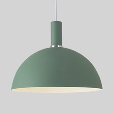 Aluminum Dome Suspension Light: Macaron Candy Pendant Lamp in Blue/Green/Yellow/Pink for Living Room