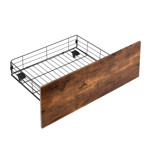 Estructura de Cama de Tamaño Completo con Cabecero de Almacenamiento y 2 Cajones, Cama con Luces LED y Estación de Carga, Cama Plataforma de Metal Sin Ruido