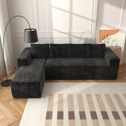Sofá Seccional Cloud con Chaise en Forma de L, Sofá Modular Moderno con Asiento Profundo, Sofás Tapizados con Chaise Orientado a la Derecha para Sala de Estar o Dormitorio, Sin Ensamblaje Requerido, Tela de Terciopelo Negro Suave