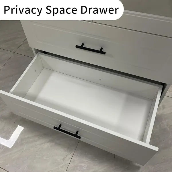 Armario Vestidor Ropero con 2 Puertas de Armario de Cristal, Armario Vestidor de Dormitorio de 71" de Alto con 2 Cajones de Armario, Almacenamiento de Armario con Barra de Colgar para Dormitorio, Armarios y Roperos de Madera