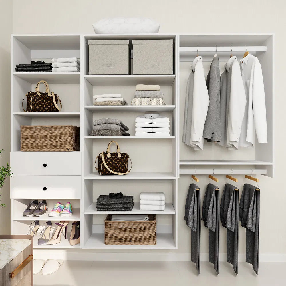 Livelylodge Modular Wardrobe Closet - Freestanding White Closet With Spacious Storage Shelves And Hanging Rods 70.86"W X 16.04"D X 70.86"H