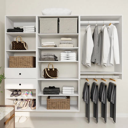 Livelylodge Modular Wardrobe Closet - Freestanding White Closet With Spacious Storage Shelves And Hanging Rods 70.86"W X 16.04"D X 70.86"H