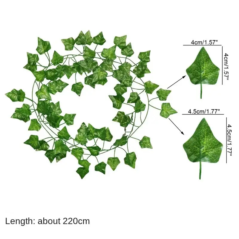 Green artificial ivy garland string with detailed leaf patterns and wire frame for decorbites 12pcs living room decor