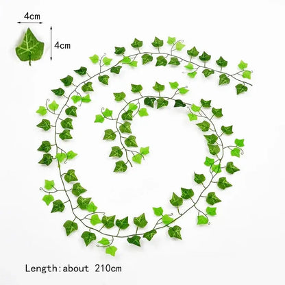 Decorbites 12pcs artificial ivy green garland string with 210cm dark stem vine for living room decor