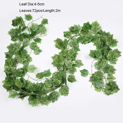 Decorbites 12pcs ivy green garland string with 72 leaves and 2 meter length for living room artificial plants decor