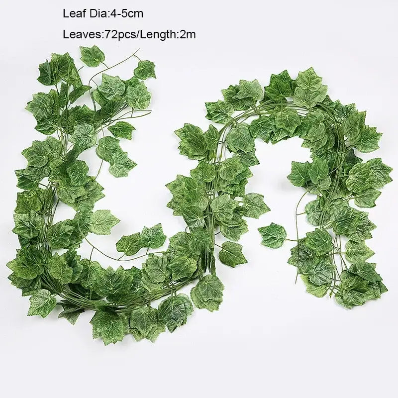 Decorbites 12pcs ivy green garland string with 72 leaves and 2 meter length for living room artificial plants decor