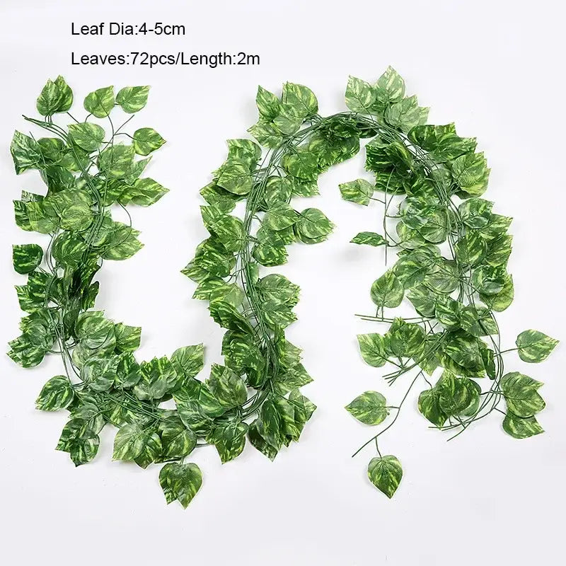 Decorbites 12pcs ivy green garland string with variegated leaves and wire stems for living room decor