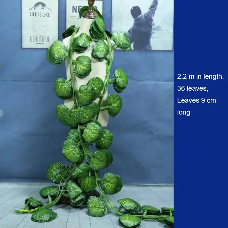 Decorbites 12pcs ivy green garland string featuring 36 round artificial leaves 9 cm long for living room decorbites green garland string