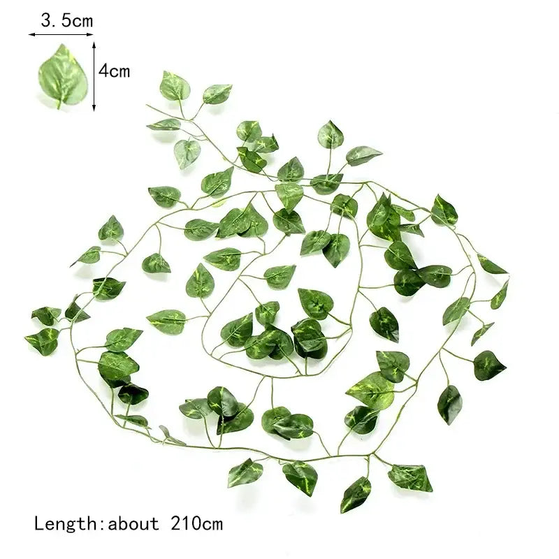 Green artificial ivy vine with glossy leaves and thin stems 210cm long in decorbites 12pcs ivy green garland string