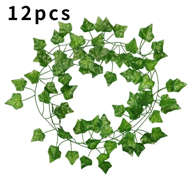 Green artificial ivy wreath with realistic leaf texture and vine design from decorbites 12pcs ivy green garland string