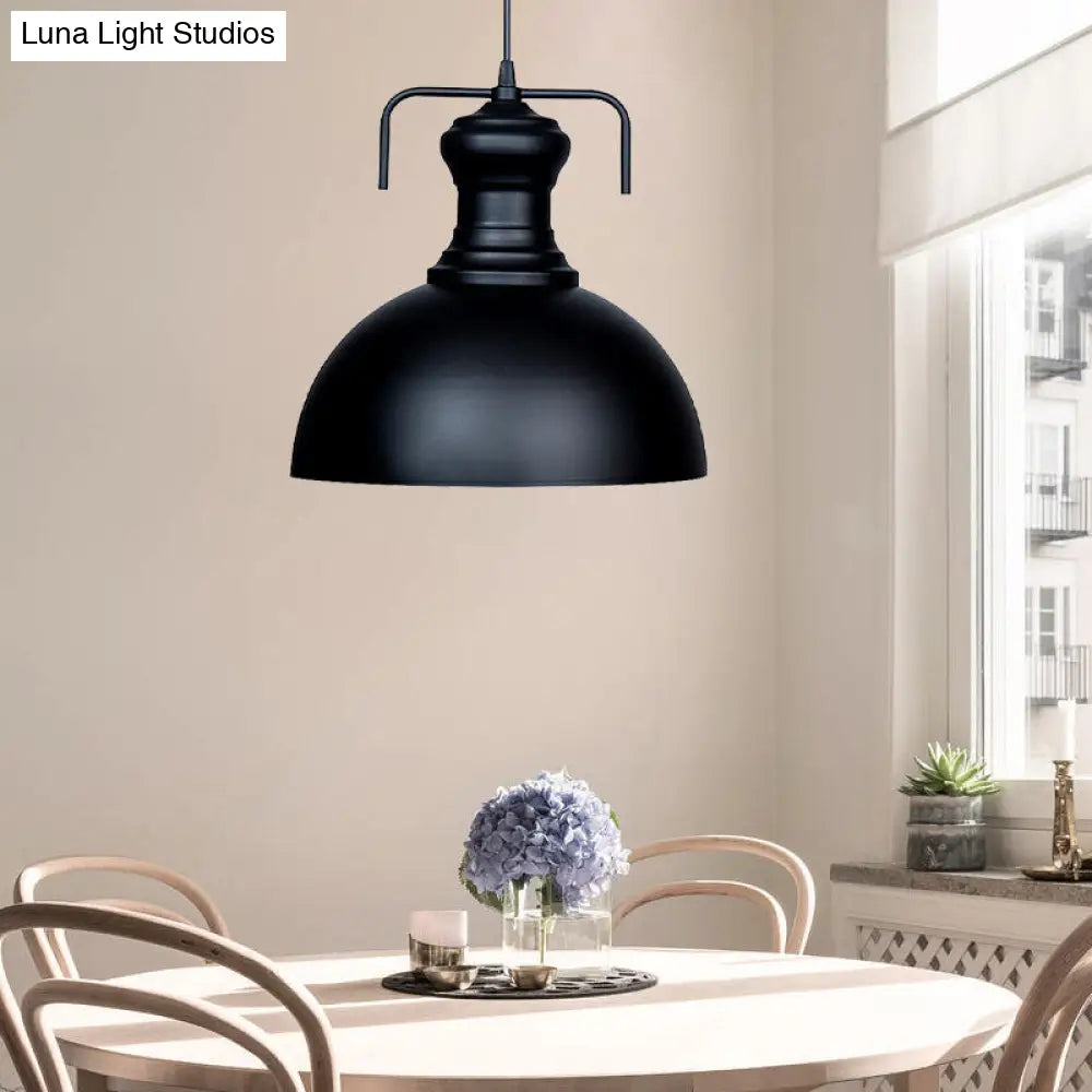 13"/16" Warehouse Dome Hanging Ceiling Light - Metal Pendant Light in Black for Dining Room