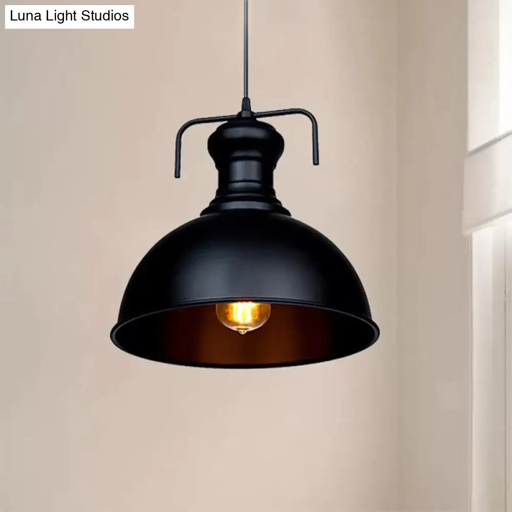 13"/16" Warehouse Dome Hanging Ceiling Light - Metal Pendant Light in Black for Dining Room