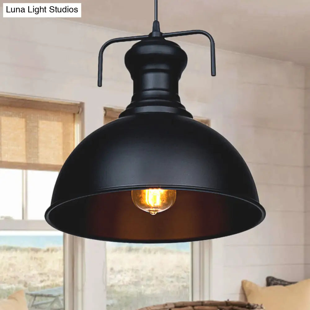 13"/16" Warehouse Dome Hanging Ceiling Light - Metal Pendant Light in Black for Dining Room