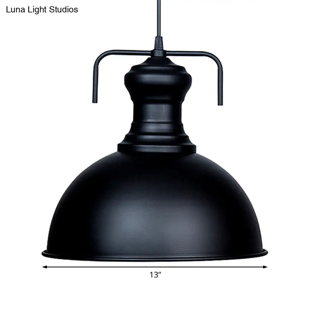 13"/16" Warehouse Dome Hanging Ceiling Light - Metal Pendant Light in Black for Dining Room