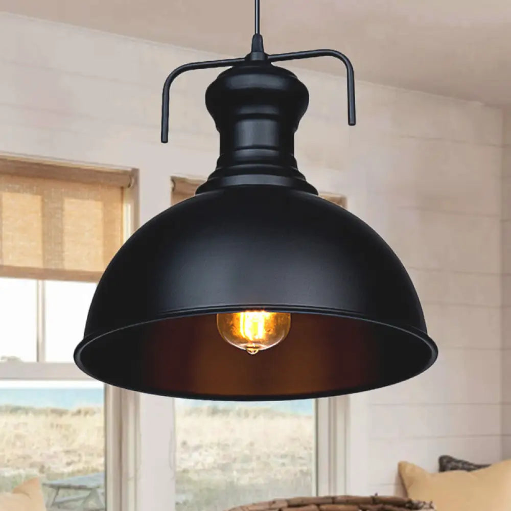 13"/16" Warehouse Dome Hanging Ceiling Light - Metal Pendant Light in Black for Dining Room