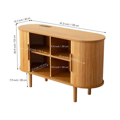 Fralimk Sideboard Buffet Cabinet With Storage, Modern Fluted Storage Cabinet For Dining Room, Tambour Door Console Table For Living Room, Office Storage Cabinet Or TV Stand, Accent Sideboard Cabinet