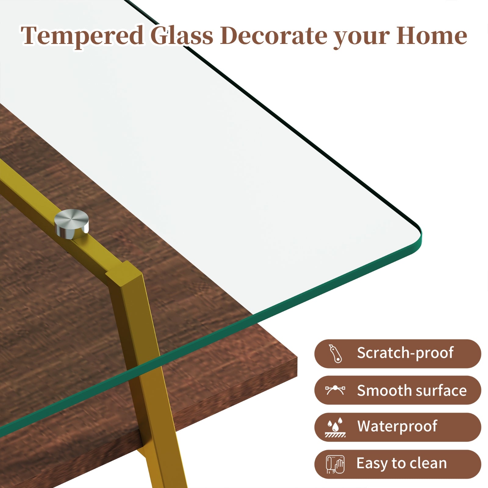 Glass Gold Coffee Table
