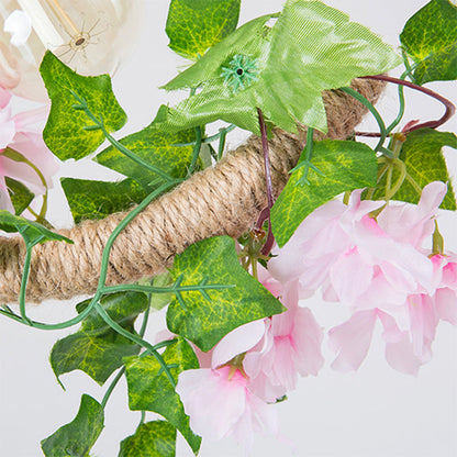 DecorBites™ Black Metal 4-Light Linear Island Lamp with Hanging Artificial Plant - Lodge Style