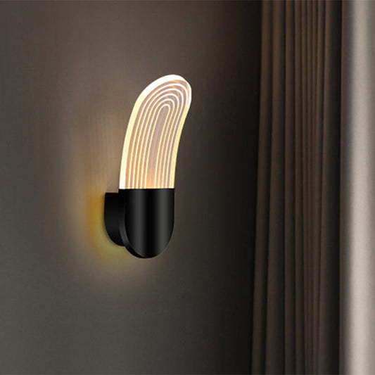 Lámpara de pared de noche LED contemporánea DecorBites™ de acrílico: aplique ovalado curvo en negro/dorado