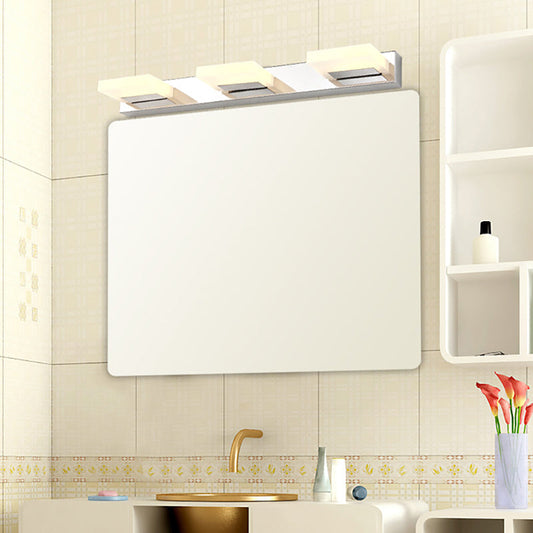 DecorBites™ Chrome Wall Sconce with Brick Acrylic Shade for Bathroom Vanity - Choose from 2/3/5 Warm White Lights