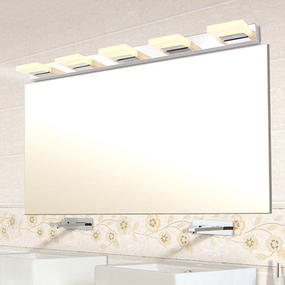 DecorBites™ Chrome Wall Sconce with Brick Acrylic Shade for Bathroom Vanity - Choose from 2/3/5 Warm White Lights