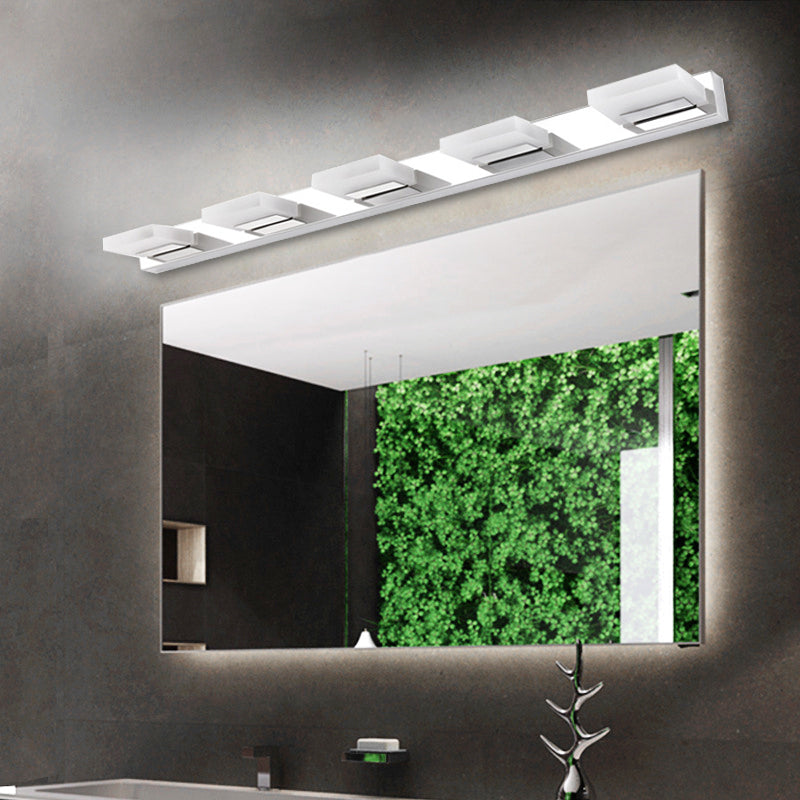 DecorBites™ Chrome Wall Sconce with Brick Acrylic Shade for Bathroom Vanity - Choose from 2/3/5 Warm White Lights