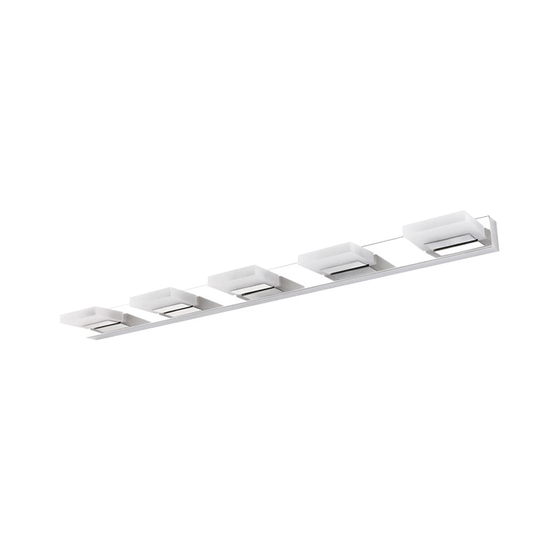 DecorBites™ Chrome Wall Sconce with Brick Acrylic Shade for Bathroom Vanity - Choose from 2/3/5 Warm White Lights