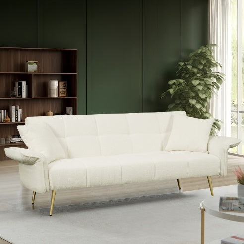 70.1 Sofá Cama Futón, Sofá Cama Doble Convertible con Reposabrazos Plegables para Salones y Espacios Pequeños