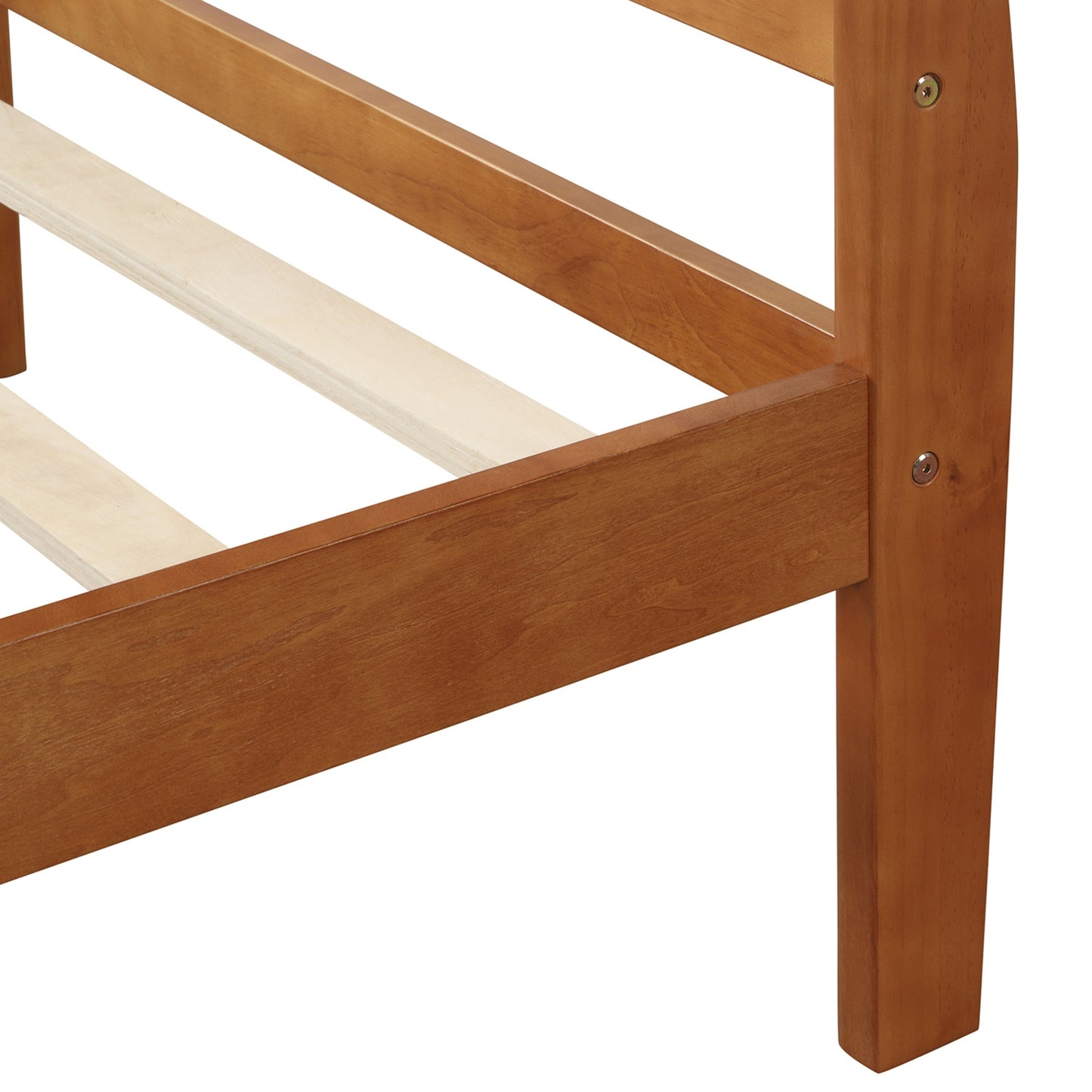Wood Platform Twin Bed Frame, Sleigh Design With Headboard Footboard, Wood Slat