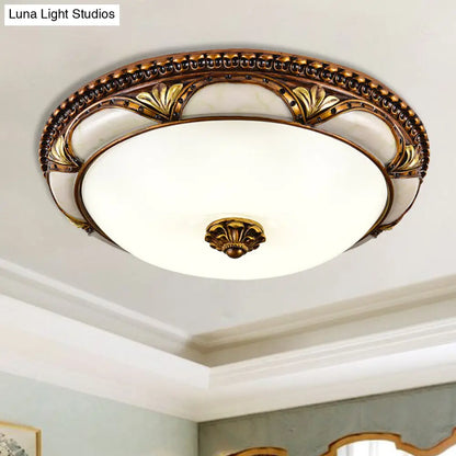 DecorBites™ DecorBites™ 14"/16"/19.5" LED Floral Cream Glass Ceiling Lamp Fixture in Brass